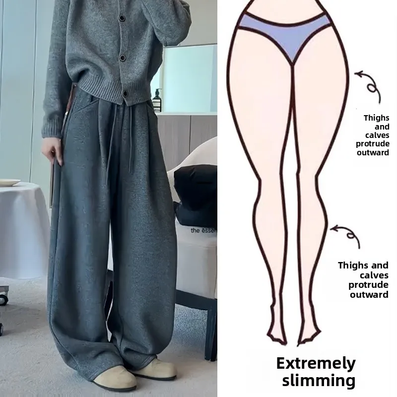 

Женские осенне-зимние брюки нового фасона с флисовой подкладкой, широкие штанины, высокая талия, повседневные брюки больших размеров, свободные джинсы в стиле lazy style