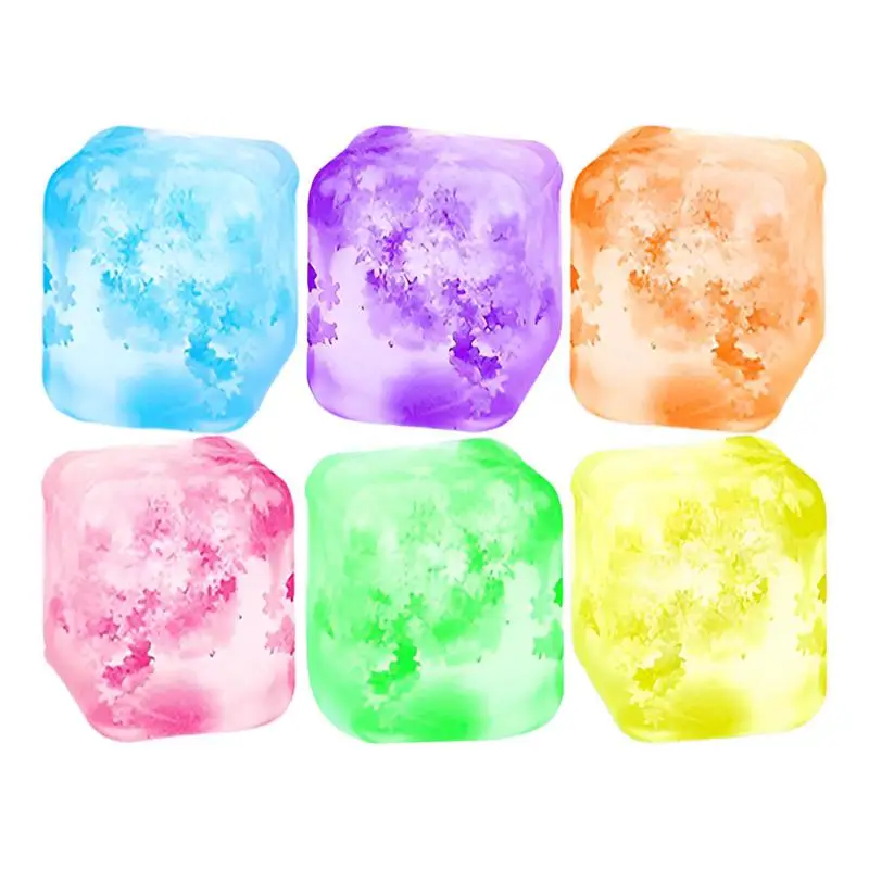 

6Pcs Ice Cube Toy Creative Soft Squeeze Stretch Toy Ice Cube Stress Balls For Adults Kids Stress Relief