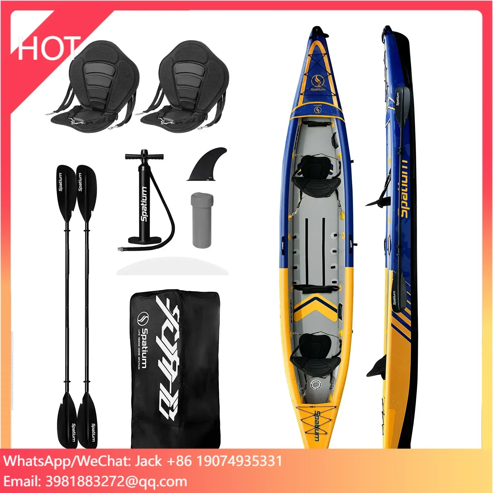 Favorite New Style Portable Detachable Sea Drop Stitch Inflatable Kayak Fishing Boat 2 Seater 1 Person Rowing Kayak For Sale