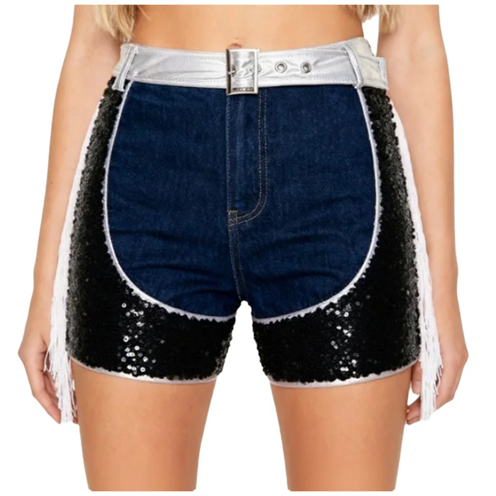 

Women Stylish Open Crotch Sequins Shorts Pants Shiny Waist-belt Hollow Out Shorts for Disco Party Club Cosplay Dance Outfits