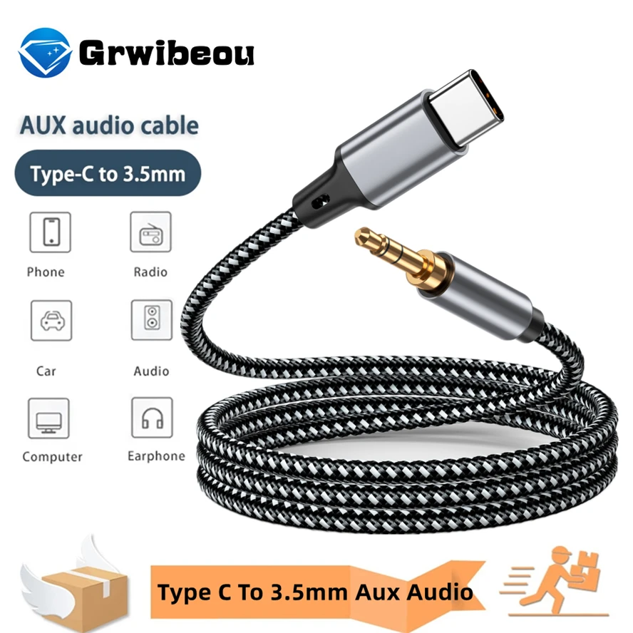 

USB C to 3.5mm Jack AUX Cord Car Speaker Headphone Adapter For Samsung Xiaomi Huawei Universal Type-C AUX Audio Cable Converter