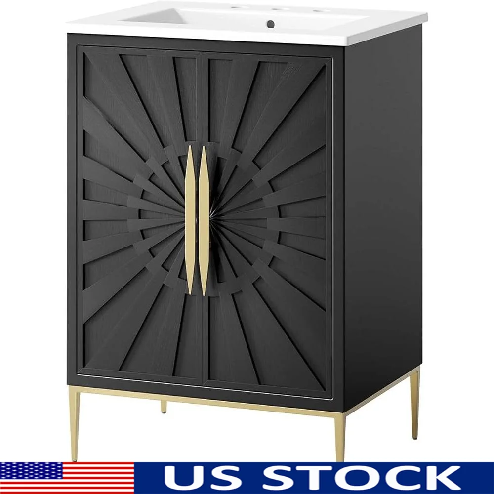 

Contemporary Bathroom Vanity Cabinet Solid Wood Sink Basin Ample Storage Space Stylish Home Furniture