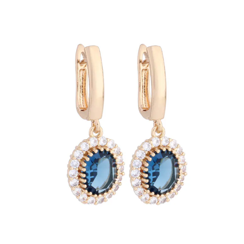 Trendy Gold Color Geometry Drop Earrings for Women Unusual Natural Zircon Accessories Daily Fashion Jewelry