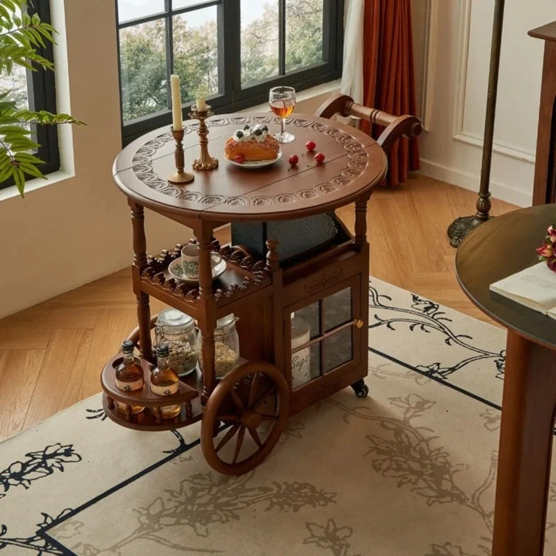 

style antique style removable small side table retro cart coffee table folding tea table household small tea cart