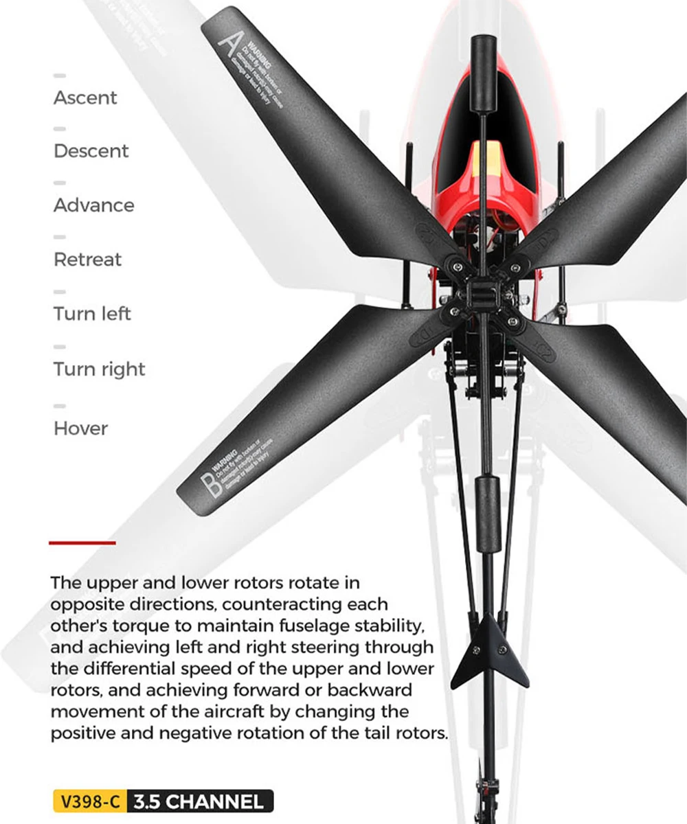 Helikopter RC Wltoys V398-C Samolotowy Helikopter Startowy 2.4GHZ 6-osiowy Żyroskop Regulacja Wysokości Ciśnieniowo 3 Silniki Zdalnie Sterowany Samolot