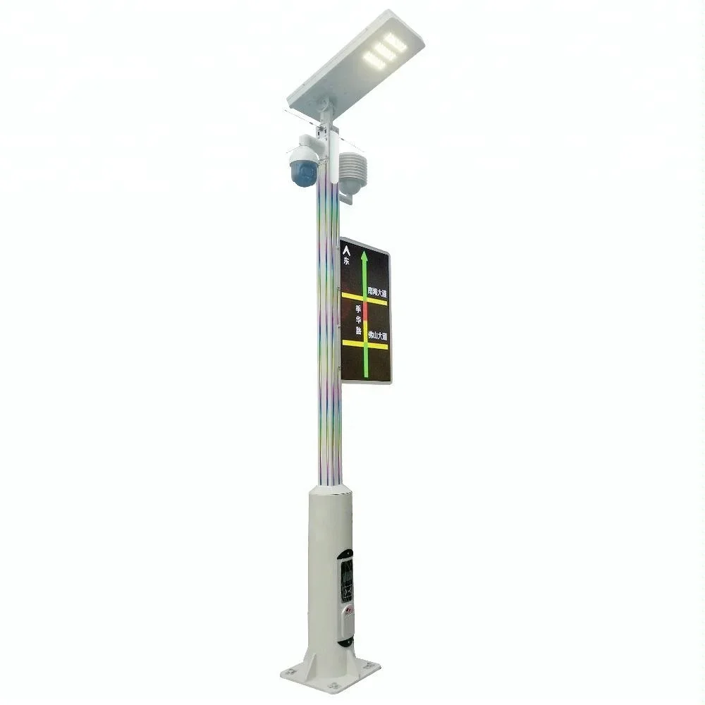 LEDbow IP65 Security Monitoring Smart Solar LED Street Light Pole With Charging Pile