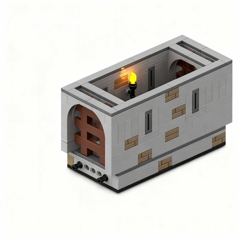 

255 деталей MOC: Прямой коридор с воротами-калитками 004 – Конструктор для сборки модели замка из серии «Приключения в подземельях», архитектурные игрушки, развивающие конструкторы