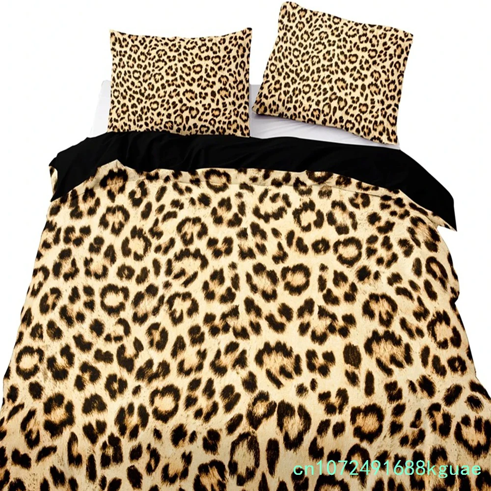 American Style Bedding Set Queen Pink Leopard Pattern Duvet Cover With Pillowcase Single Double King Soft Comforter Bed Cover