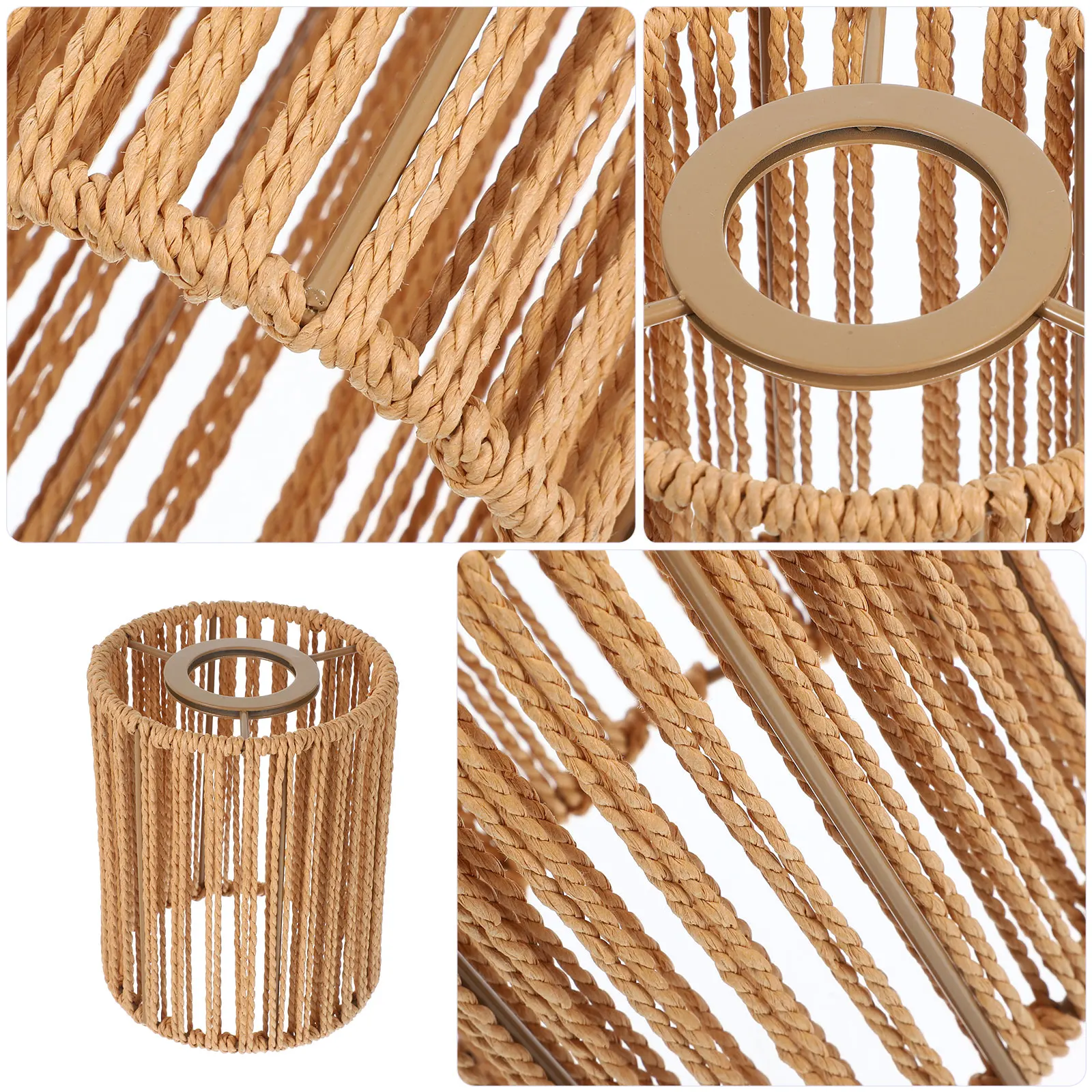 

Rustic Paper Rope Lampshade Hanging Pendant Light Woven Cover Ceiling Lamp Shade Replacement Lightweight Wear Resistant