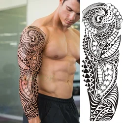 Autocollant de Tatouage Temporaire Étanche pour Homme et Femme, Motif Totem Géométrique, Bras Complet, Grande Taille, Manche, Faux Tatouage Flash