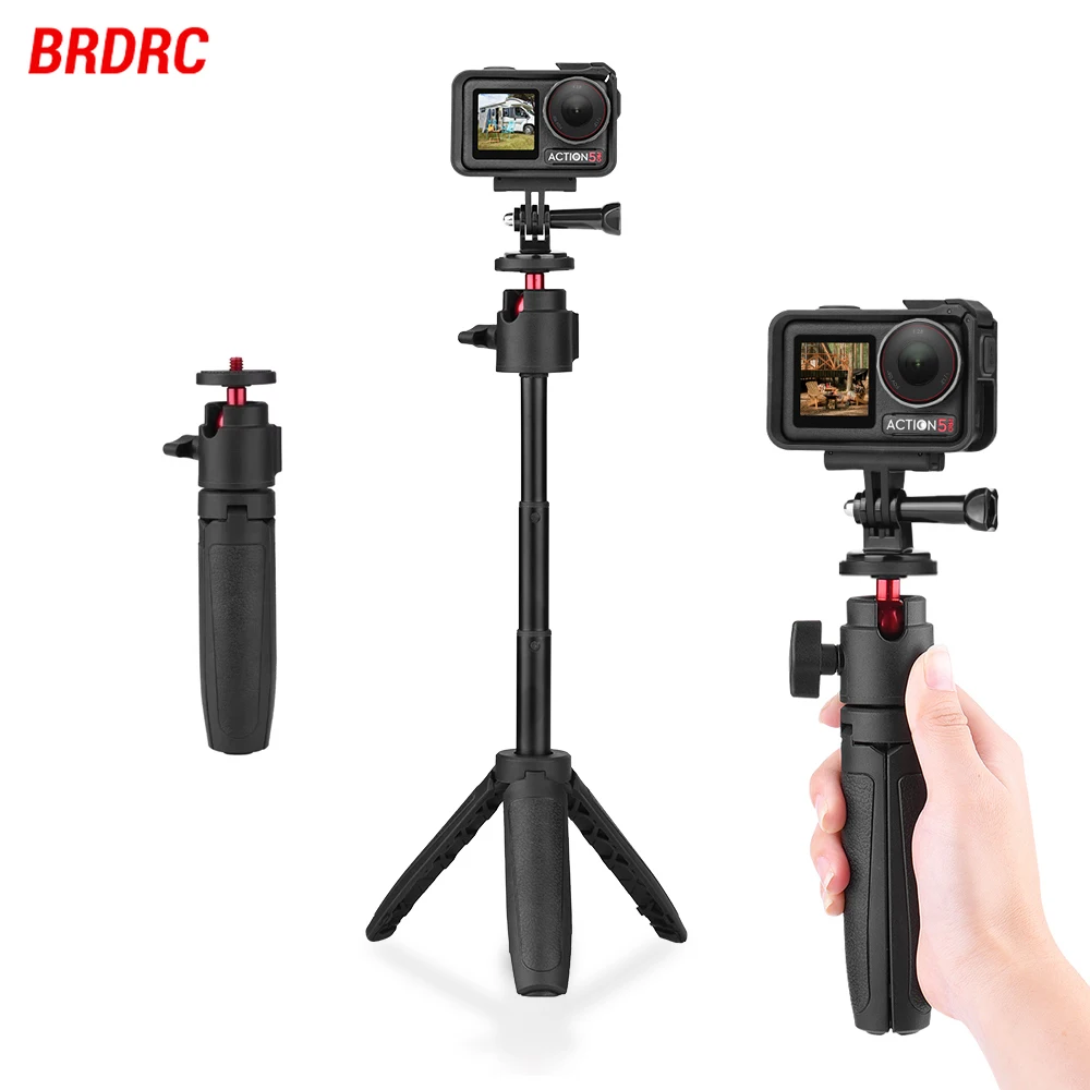 BRDRC Portable Selfie Stick for DJI Pocket 3/Action 5 Pro/Gopro12 11 10/Insta360/PhoneTripod for Action/DSLR Camera Accessories