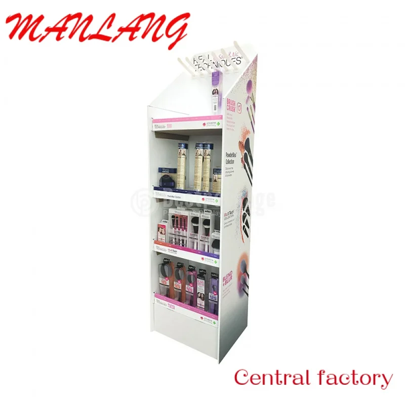 CustomShopping Mall  Display Shelf Cosmetic Paper Floor Stand for Makeup