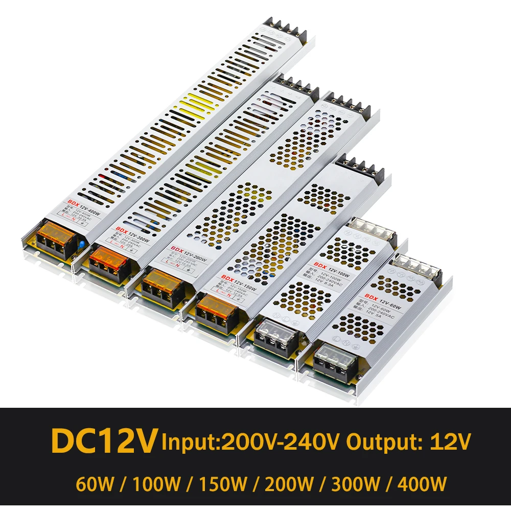 LED Power Supply DC 12V 24V Lighting Transformers 60W 100W 150W 200W 300W 400W AC190-240V Driver For LED Strips