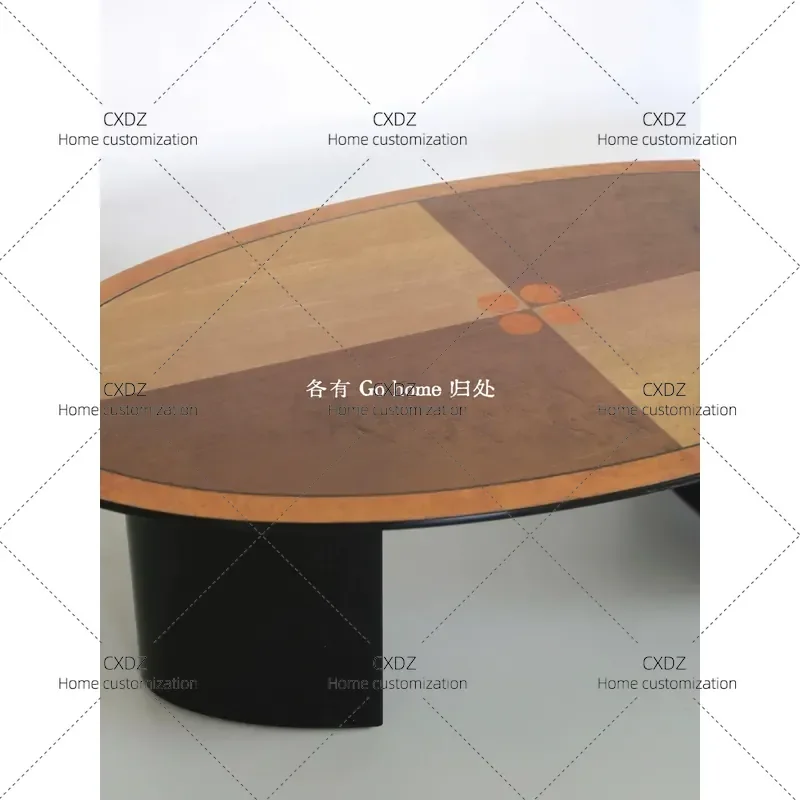 Medieval Style Solid Wood Coffee Table Color Matching Living Room Furniture Small Apartment Household Tea Table Creative