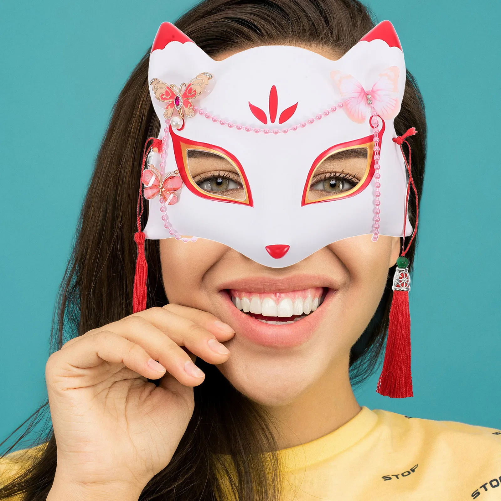 

Elegant Fox Half Mask ABS Material Halloween Carnival Cosplay Party Decorative Portable Animal Mask Party Accessories