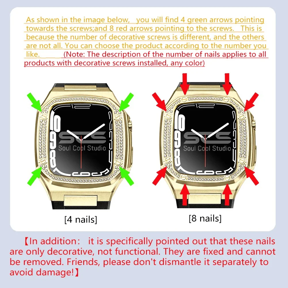 Stainless Steel Modification Kit For Apple Watch 9 8 Series 40MM 41MM 44MM 45MM Accessories Diamond Compatible IWatch 5/6/7/SE