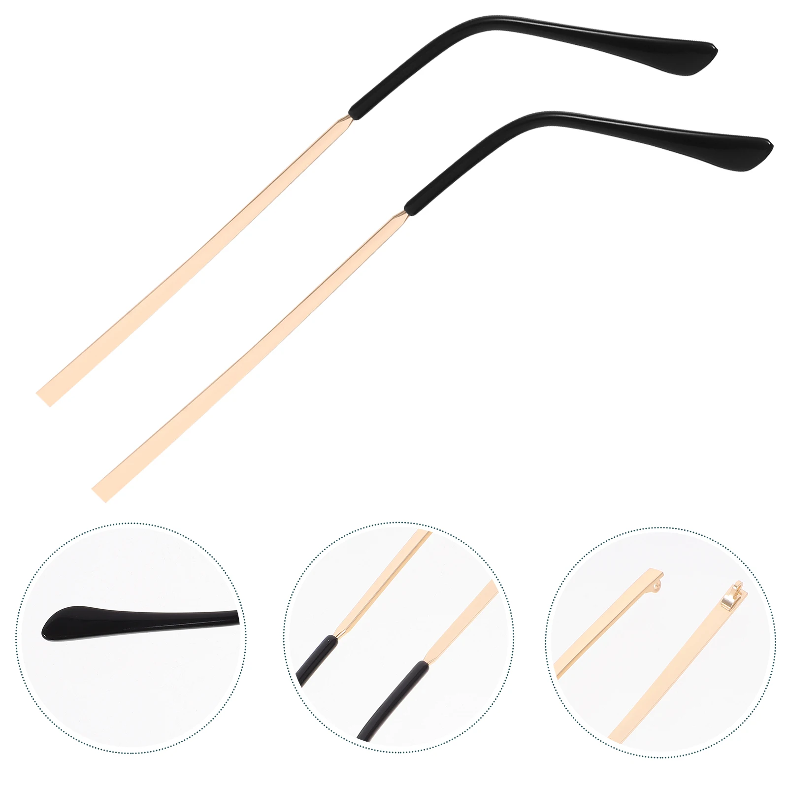 

1 Pair Metal Glasses Arm Legs Replacement Temple For Eyeglasses Sunglasses Comfortable Ear Pressure Relief Shiny Electroplating