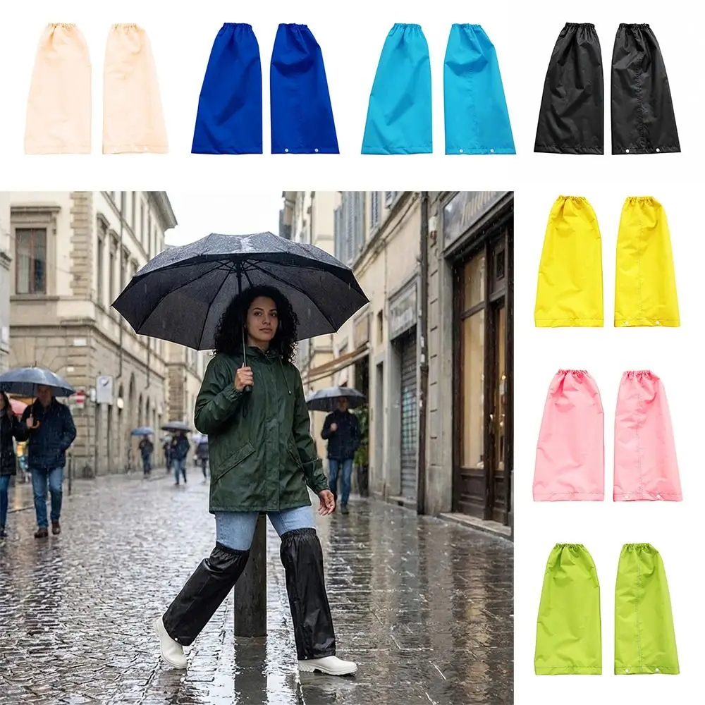 1 Pair Lightweight Waterproof Leg Gaiters Stain-proof Dust-proof Elastic Band Knee Pads Windproof Packable Rain Pants