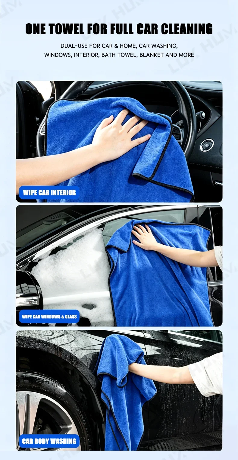 LUXHUM 60x160cm Auto-Trockentuch, extra großes, super saugfähiges Mikrofaser-Autowaschtuch, weiches Auto-Detailing-Reinigungstuch, Lappen – Detail 9