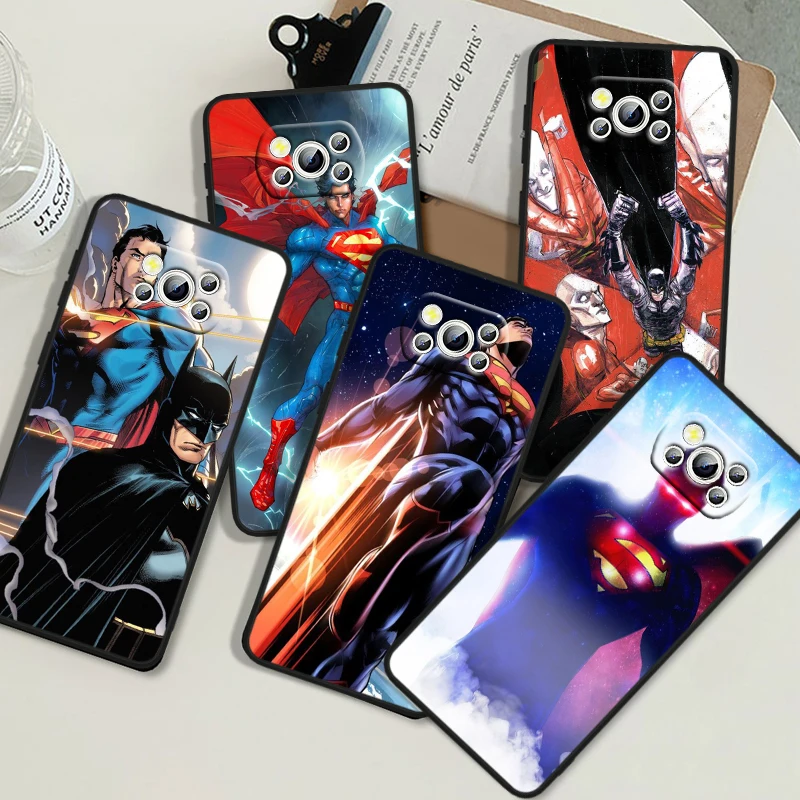 B-atmans Superman For POCO X6 M6 C55 C50 C40 C3 F5 F4 F3 M6 M5 M4 4G 5G GT Pro Silicone Black Phone Case