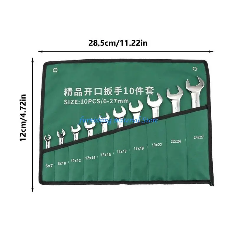 Y5GD Completing Wrench Collection Mirror Finish Open End Tools 8/10Pcs with Convenient Carry Bag Double Head Spanner Tools