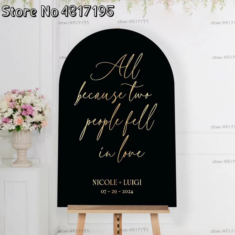 Custom Wedding Sign Two People Fell In Love Wedding Welcome Sign Decal Wedding Party Decorations Welcome Mirror Vinyl Sticker