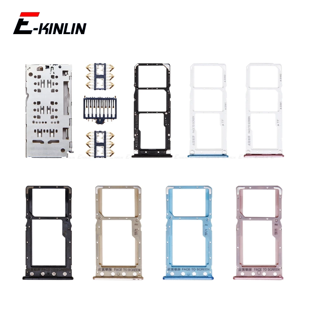 Sim Micro SD Card Socket Holder Slot Tray Reader For XiaoMi Redmi 6 Note 6 Pro Adapter Container Connector Replacement Parts