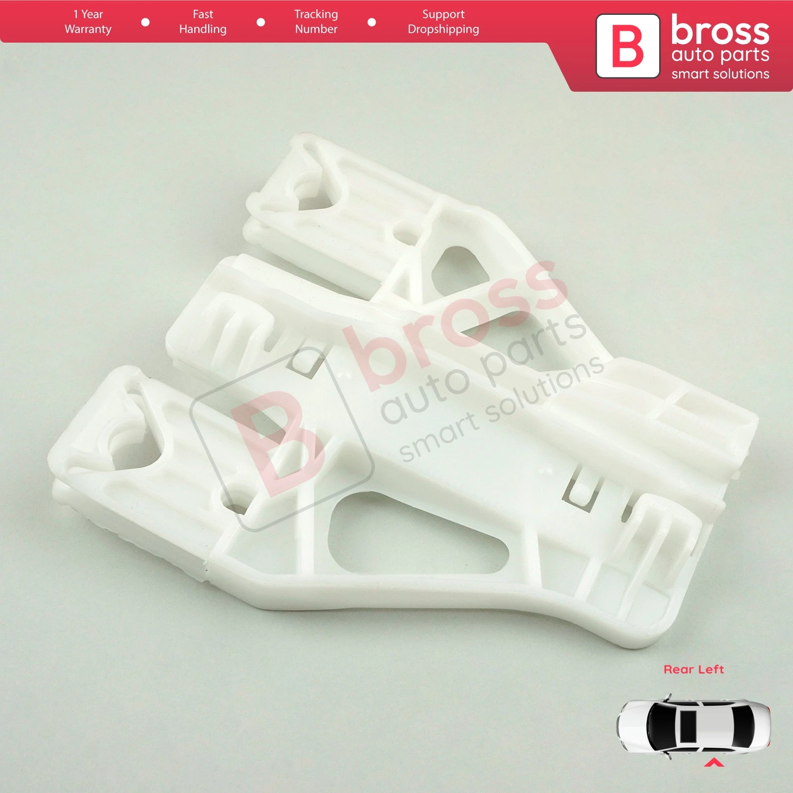 Bross BWR5001 Electrical Power Window Regulator Repair Clips Brackets Rear Left Door:8 K0839461 for AUDI A4 S4 B8 2008-2015