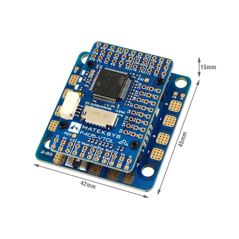 Matek System Mateksys FLIGHT CONTROLLER F405-VTOL STM32F405RGT6 ICM42688P SPL06 OSD  VTOL PDB 6xUARTs 12x PWM 1xI2C