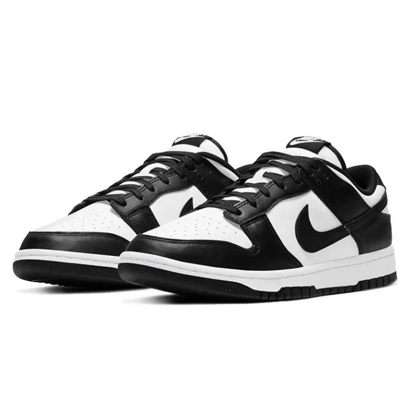 أحذية Nike Dunk Retro باللون الأسود والأبيض للرجال والنساء للتزلج كلاسيكية من الجلد الطبيعي غير قابلة للانزلاق أحذية رياضية مريحة للجري