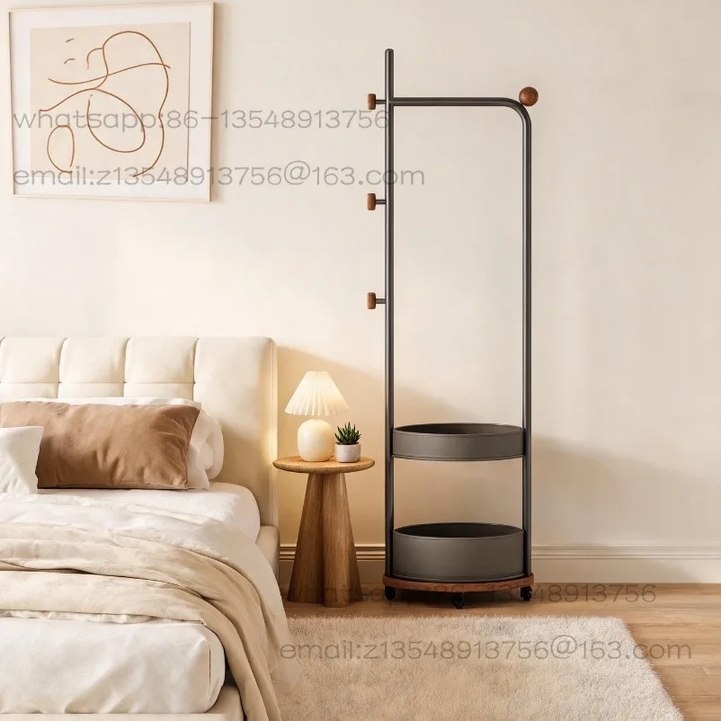 Light luxury removable coat rack Bedroom floor stainless steel hanger with wheel storage rack