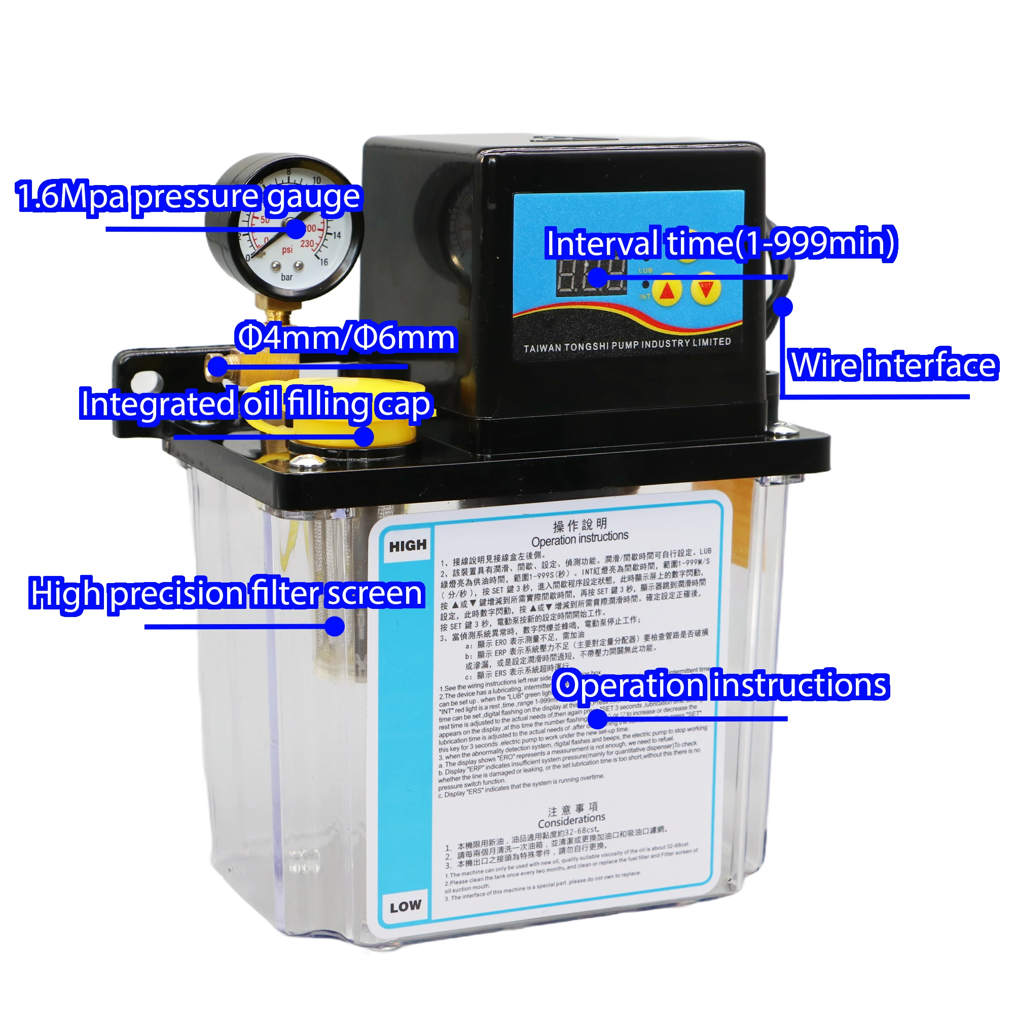 

2L CNC Lubrication Pump System Kit AC110V AC220V 4mm 6mm Low Pressure Auto Electromagnetic Lubricant Oil Pump CNC Machine Tool