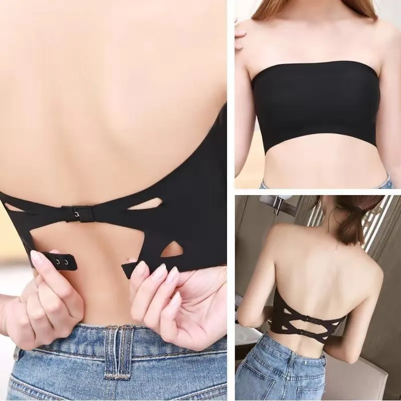 

One Piece Seamless Tube Tops Bralette Women Invisible Push Up Bras Intimates Strapless Bustier Bandeau Breathable Underwear