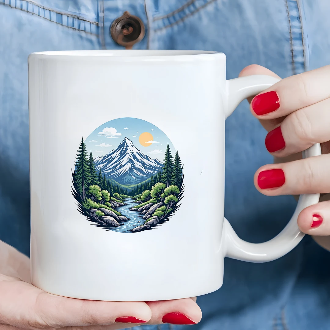 

11oz cartoon alpine scenery mug kids' family office Christmas drink cup refreshing natural gift choice
