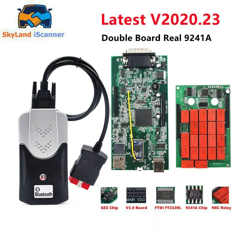 Multidiag Pro+ 2017.R3 2021.11 BT USB V3.0 Dual Green PCB Board TCS PRO+ NEC Relays Car Diagnostic Scanner