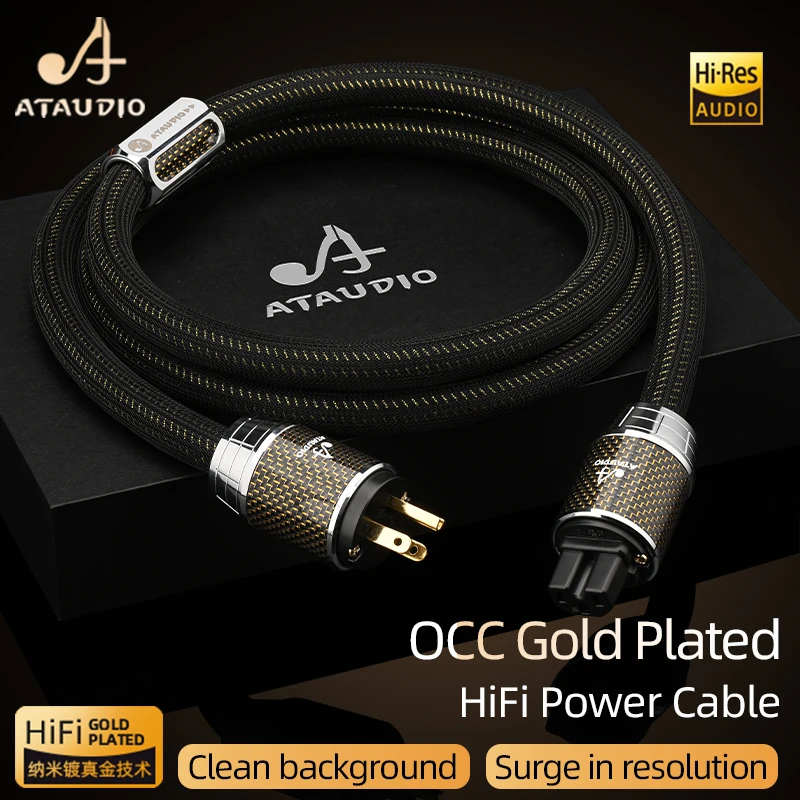 Kabel zasilający HiFi Hi-end Pozłacany przewód zasilający audio OCC ze złączem EU/US/AU do wzmacniacza filtrującego