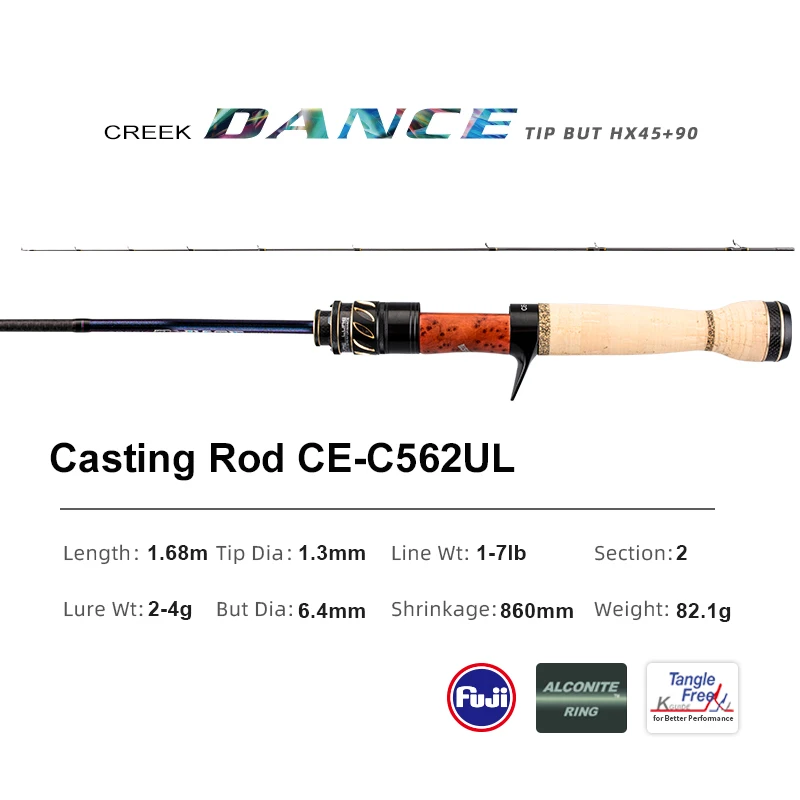 PURELURE CREEK DANCE Forel Hengel BFS Vissen Casting UL Spinning Light Travel Rod Stream Uitwerphengel Fuji Alconite Ring Baars