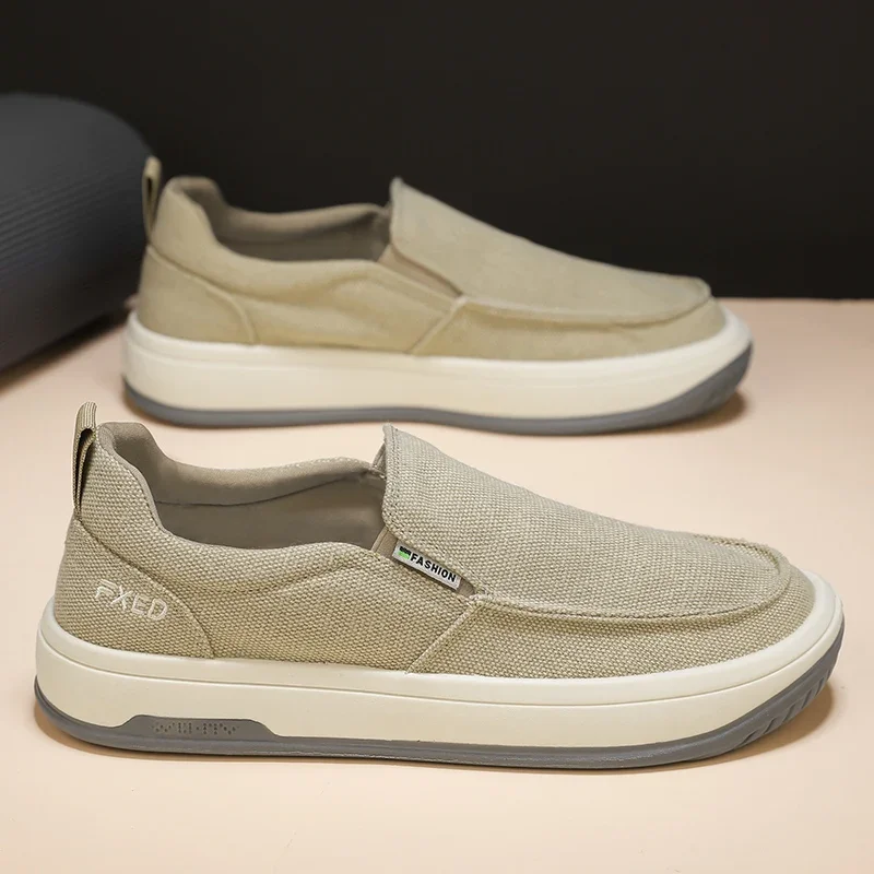 2024 Summer Men Breathable Casual Canvas Shoes Comfort Slip-on Loafer Soft Penny for Men Lightweight Driving Boat Shoes Loafers