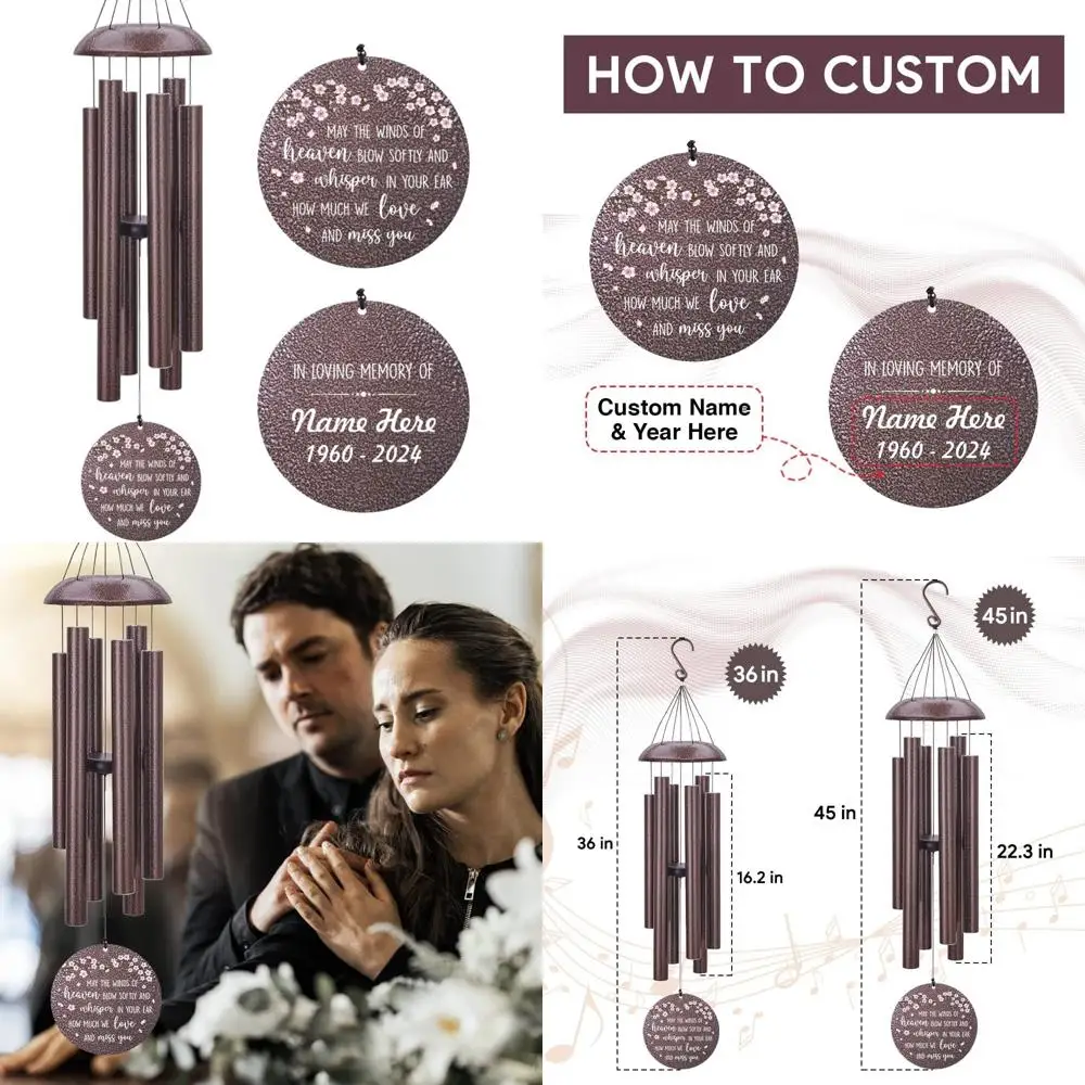 

Customized Peach Blossom Wind Chimes for Memorial of Deceased Parents, Large Commemorative Sympathy Gift in Loving Memory
