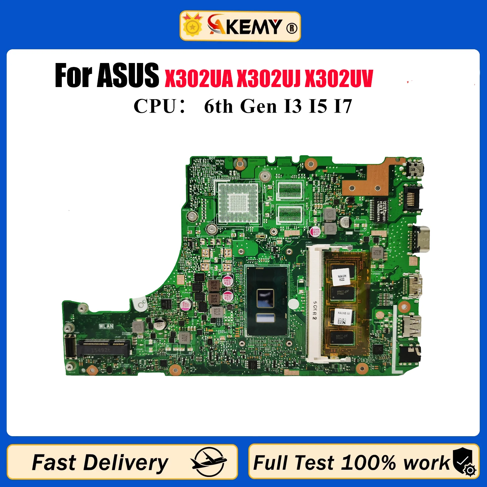 

X302UA Материнская плата для ноутбука ASUS VivoBook X302U X302UA X302UJ X302UV Материнская плата для ноутбука с процессором I3 I5 I7 100% tests OK stk