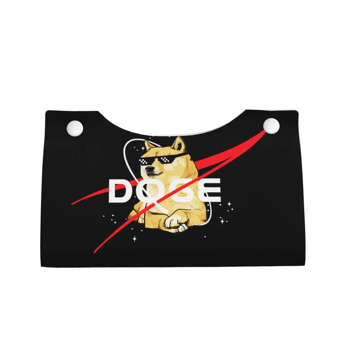 Custom Space Doge Facial Tissue Box Cover Rectangular Cheems Dog Shiba Inu Meme PU Leather Tissue Box Holder for Car Office