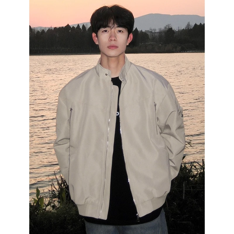 

Мужская повседневная куртка-бомбер в стиле пилот, американский уличный стиль, с воротником-стойкой, рабочая одежда, осенний дизайн, универсальная верхняя одежда