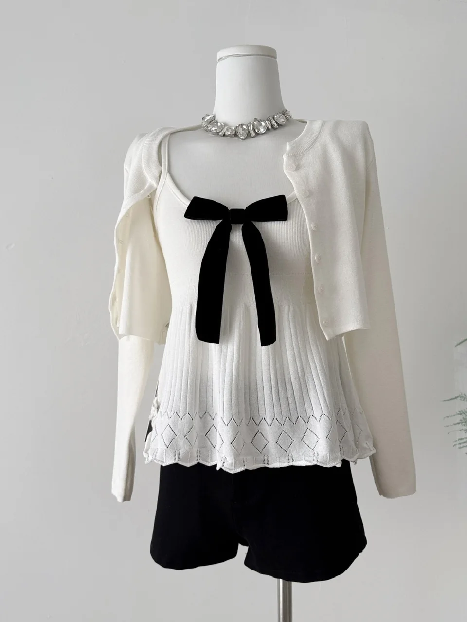 

Облегающий вязаный кардиган с милым узлом и укороченный топ для девочек-подростков, осенний модный повседневный дизайн с высокой талией