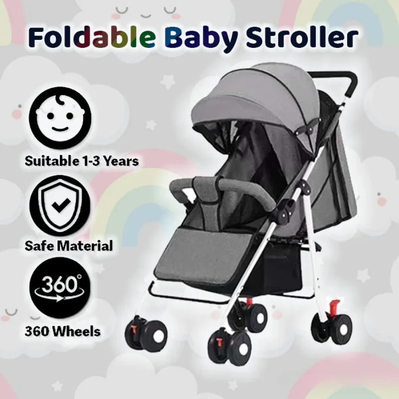 Ultra Lightweight Baby Stroller Sit & Lying Compact & Airplane-Friendly Travel Stroller One Click Folding Stroller for Infant