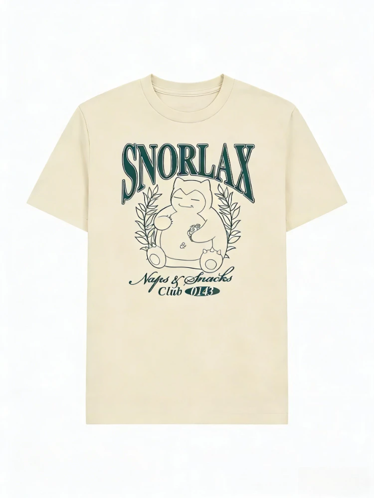 bandai-novo-pokemon-genie-snorlax-academia-impressao-de-alta-qualidade-moda-masculina-manga-curta-pai-filho-solto-conforto-camiseta