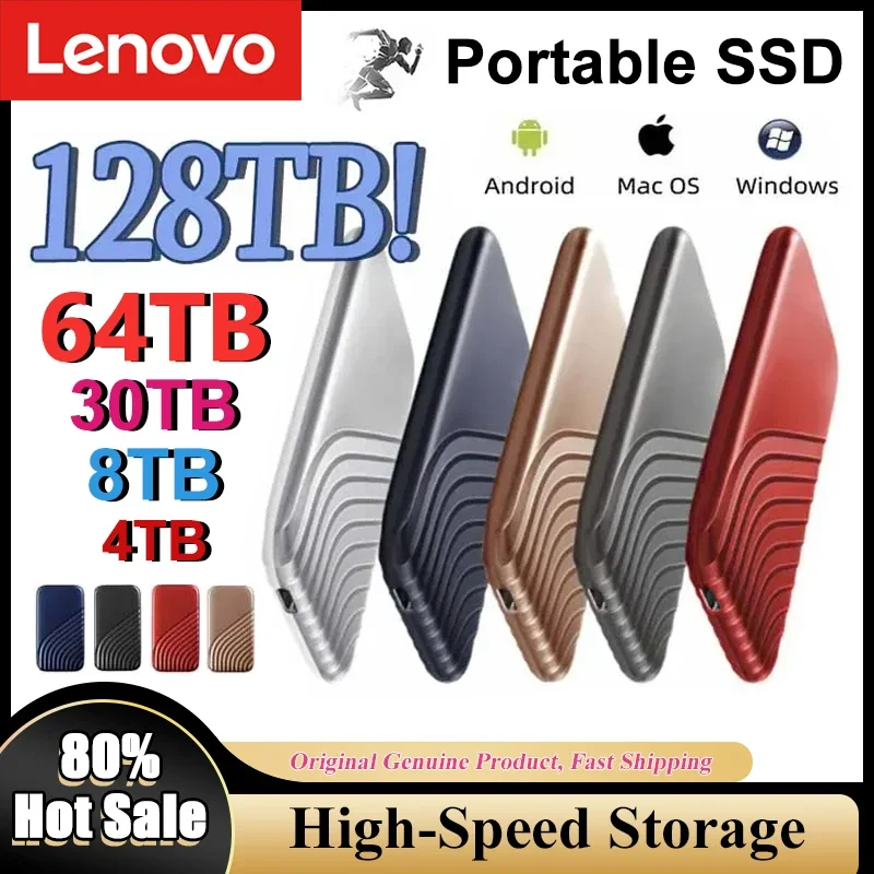 

Lenovo Original High-speed 2TB 8TB 16TB SSD Portable External Solid State Hard Drive USB 3.1 Interface Mobile Hard Drive