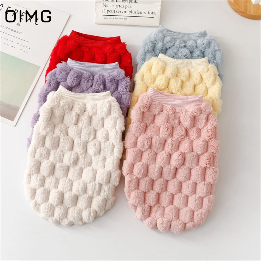 

OIMG Double Sided Fleece Dogs Clothes Teddy Pomeranian Winter Warm Puppy Pajamas Sleeveless Hoodies For Pets Cute Cat Clothing