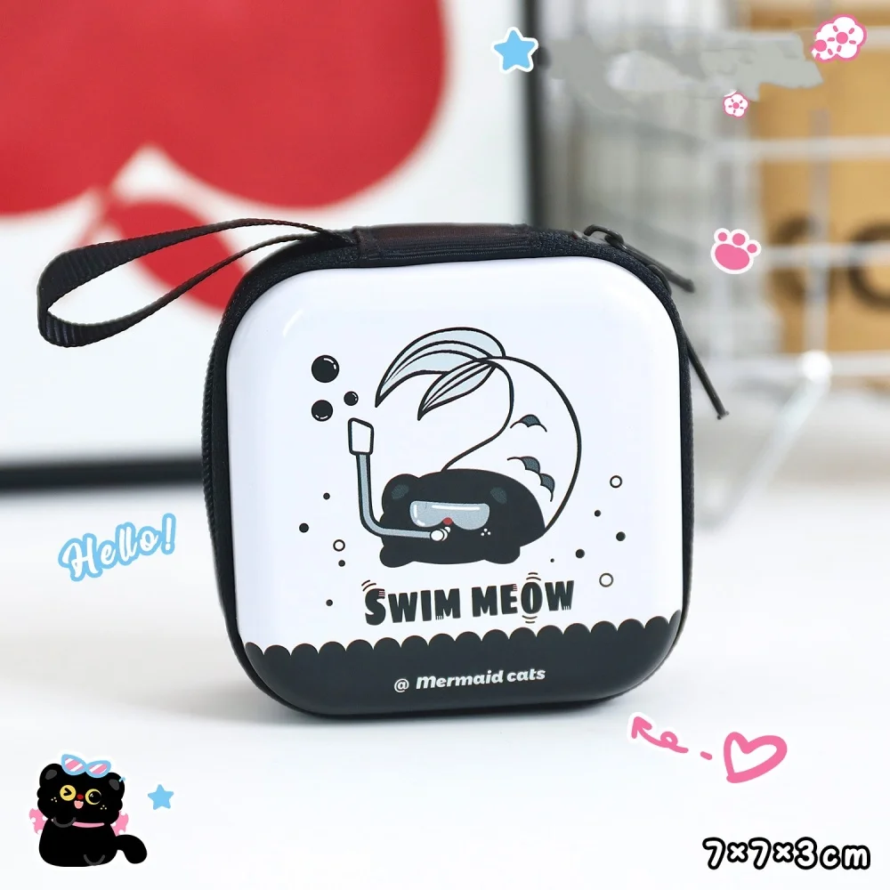 กระเป๋าใส่หูฟัง น้ำหนักเบา ดีไซน์แมว กระเป๋าสตางค์ กระเป๋าใส่กุญแจแบบพกพา กระเป๋าใส่เหรียญดีบุกคุณภาพสูง สำหรับเดินทาง ของขวัญ ใช้ในชีวิตประจำวัน