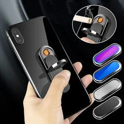 Portable USB Charging Windproof Cigarette Lighter Universal Magnetic Phone Holder Car Holder Ring Clip Ring Cigarette Lighter