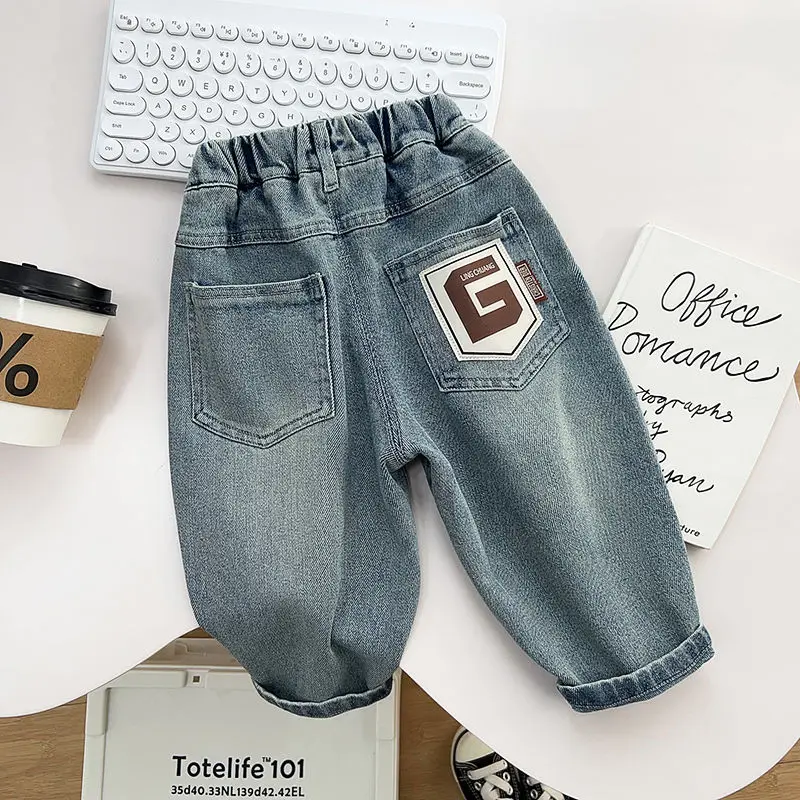 Boys Letter G Jeans Spring Autumn Children's Wear New Baby Boys Korean Pants Handsome Children's Spring Versatile Pants